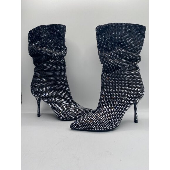 Thalia Sodi Shoes - Thalia Sodi Womens Black Raquell Slouch Pointed Toe Embellished Dress Boots NWOB